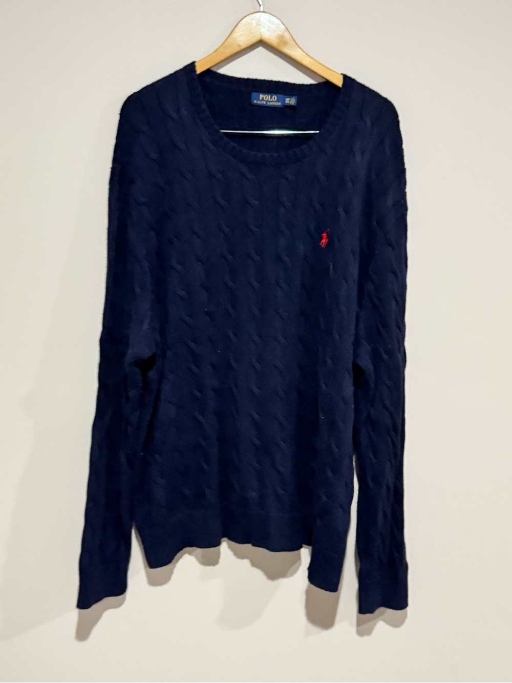 Polo Ralph Lauren Knit Sweater Navy Blue Crewneck Mens Size 3XB